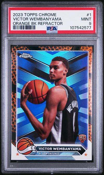 2023 Topps Chrome 1 Victor Wembanyama Orange Basketball Refractor PSA