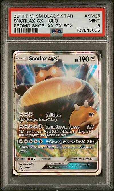2016 Pokemon Sm Black Star Promo Sm05 Snorlax Gx-holo Snorlax Gx Box PSA 9