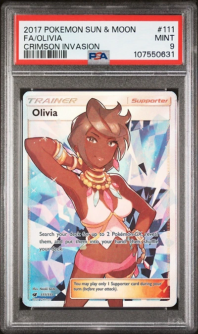 2017 Pokemon Sun & Moon Crimson Invasion 111 Full Art/olivia PSA