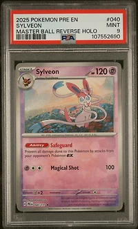 2025 Pokemon Pre En-prismatic Evolutions 040 Sylveon Master Ball Reverse Holo PSA