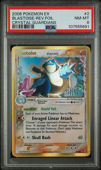 2006 Pokemon Ex Crystal Guardians 2 Blastoise-reverse Foil PSA