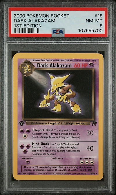 2000 Pokemon Rocket 18 Dark Alakazam 1st Edition PSA