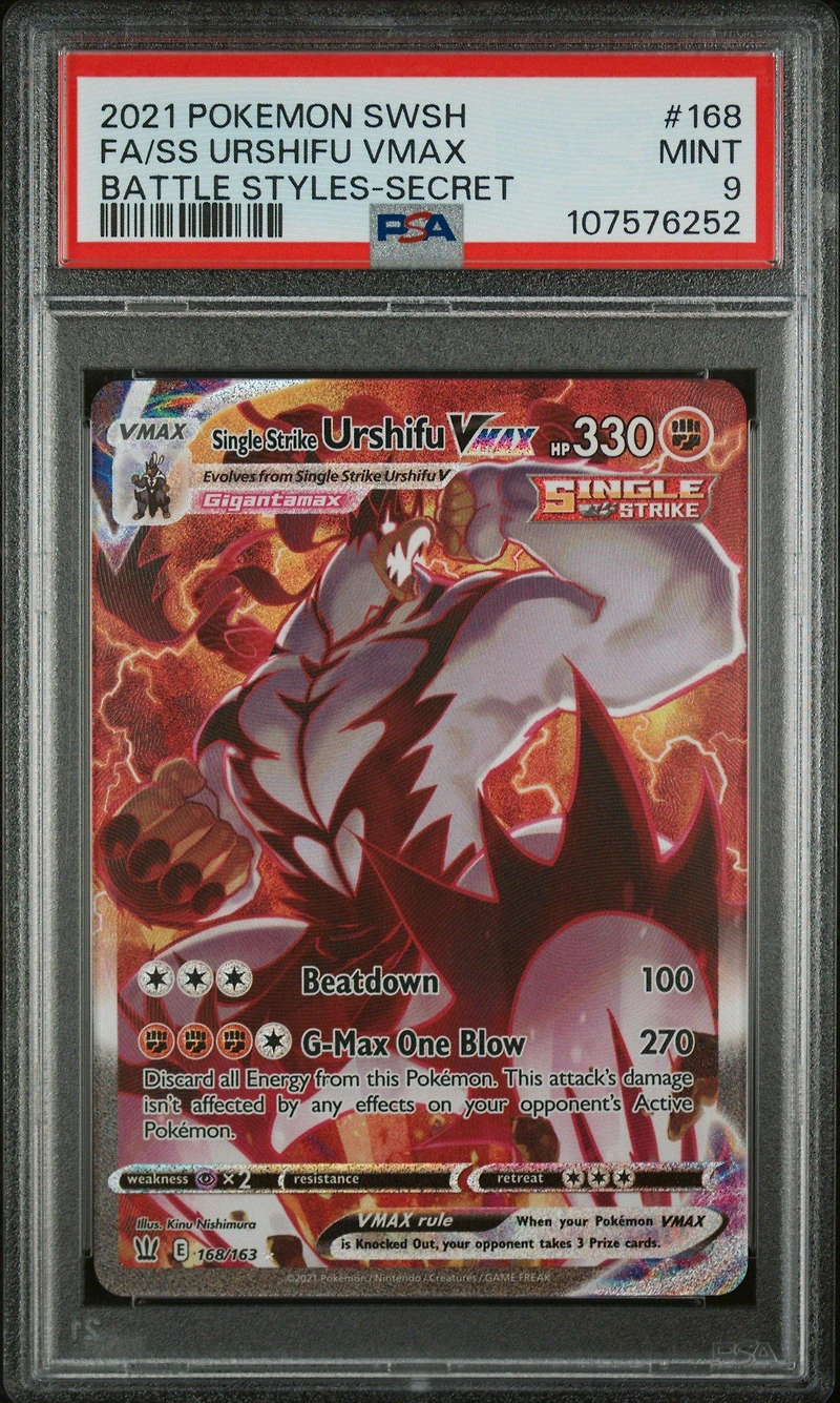 2021 Pokemon Sword & Shield Battle Styles 168 Full Art/single Strike Urshifu Vmax Secret PSA