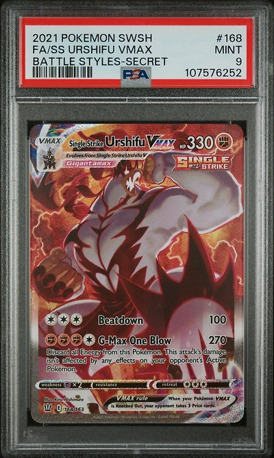 2021 Pokemon Sword & Shield Battle Styles 168 Full Art/single Strike Urshifu Vmax Secret PSA