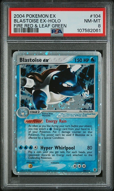 2004 Pokemon Ex Fire Red & Leaf Green 104 Blastoise Ex-holo PSA 8