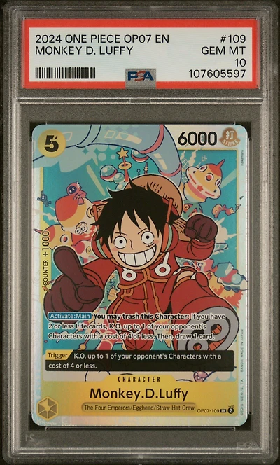 2024 One Piece Op07-500 Years In The Future 109 Monkey D. Luffy PSA 10