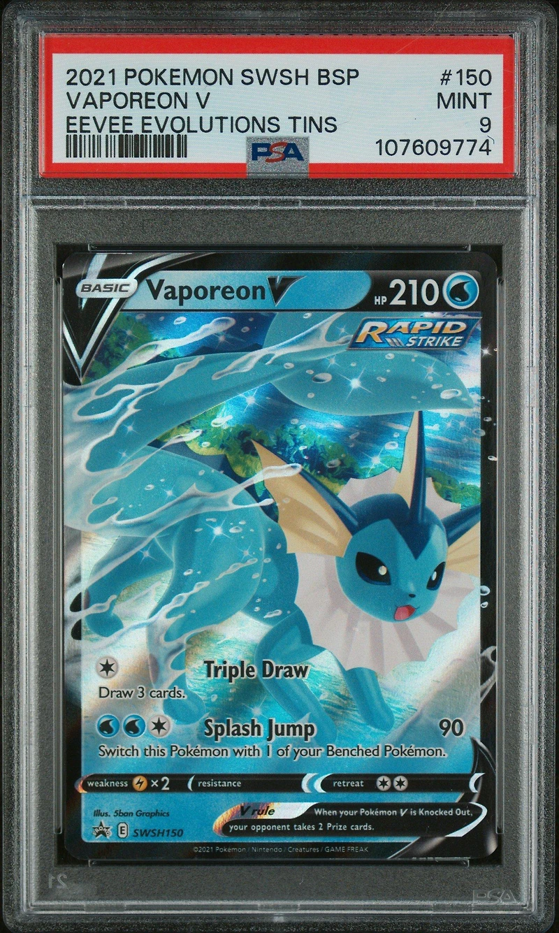 2021 Pokemon Swsh Black Star Promo 150 Vaporeon V Eevee Evolutions Tins PSA