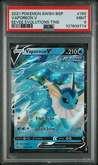 2021 Pokemon Swsh Black Star Promo 150 Vaporeon V Eevee Evolutions Tins PSA