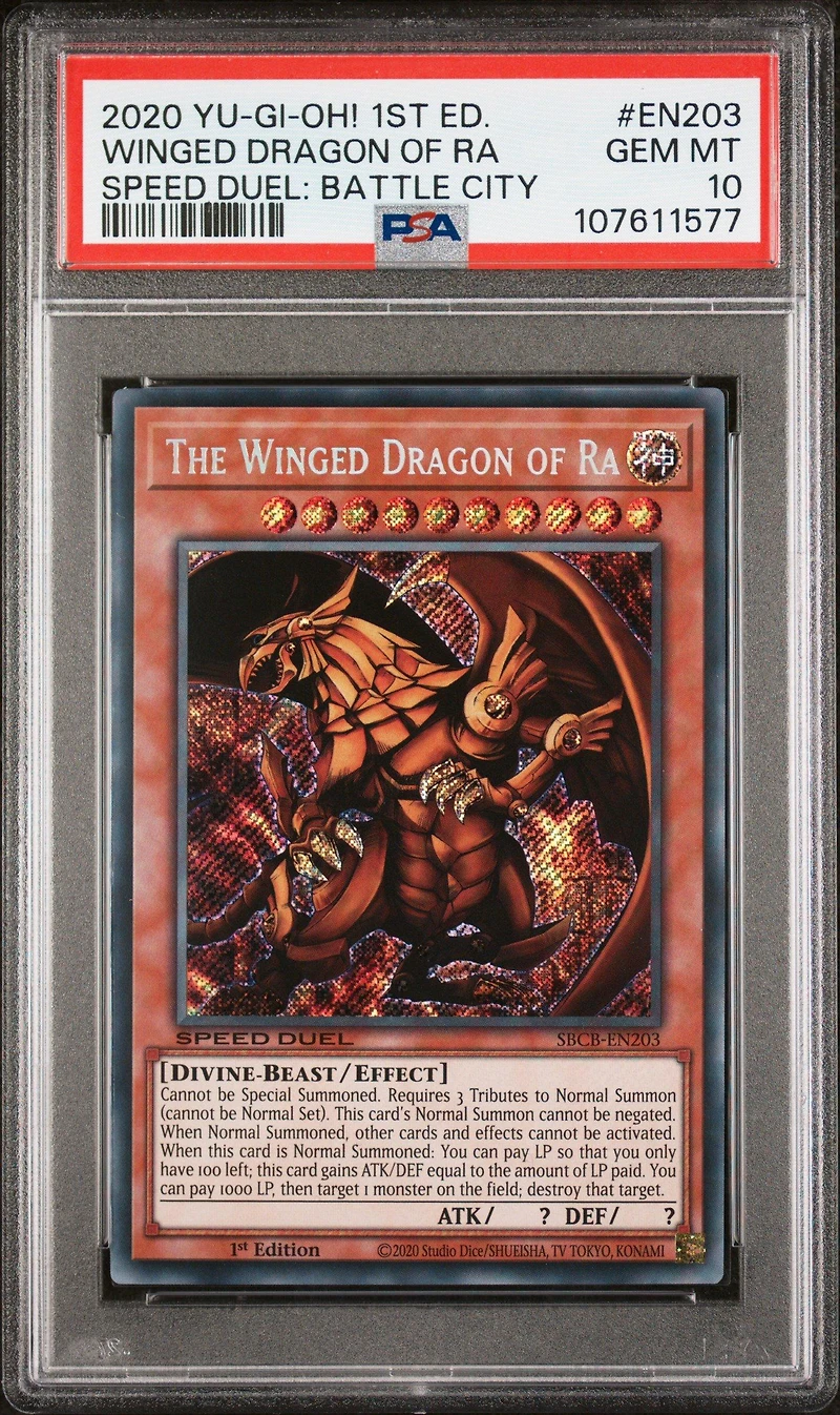 2020 Yu-gi-oh! Speed Duel: Battle City Box En203 The Winged Dragon Of Ra 1st Edition PSA