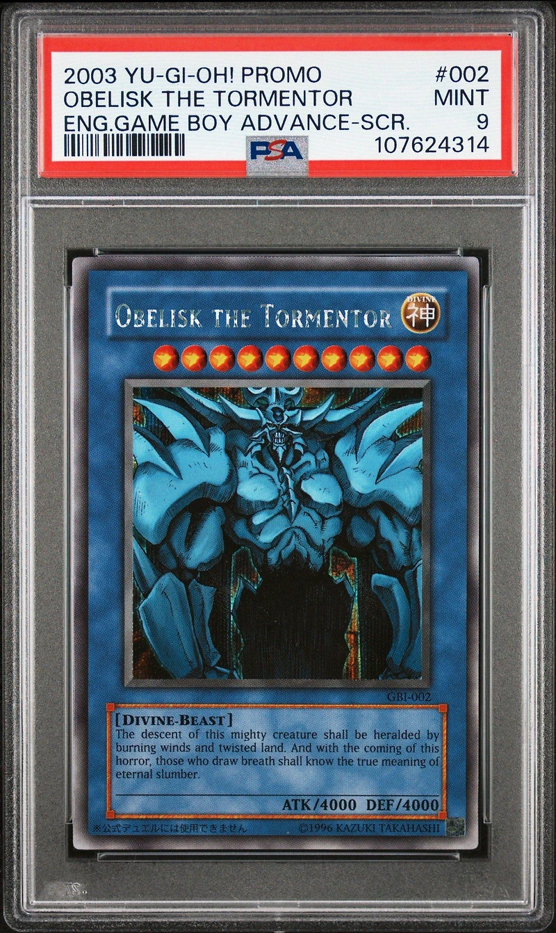 2003 Yu-gi-oh! Promo 002 Obelisk The Tormentor English Game Boy Advance-secret Rare PSA 9