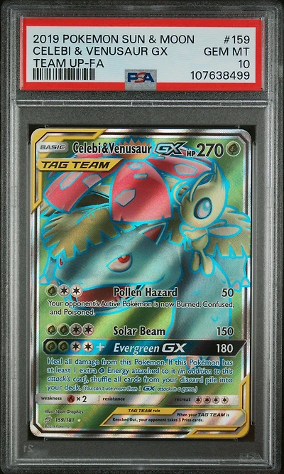 2019 Pokemon Sun & Moon Team Up 159 Full Art/celebi & Venusaur Gx PSA