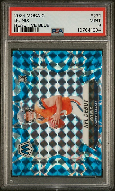 2024 Panini Mosaic 271 Bo Nix Reactive Blue PSA 9