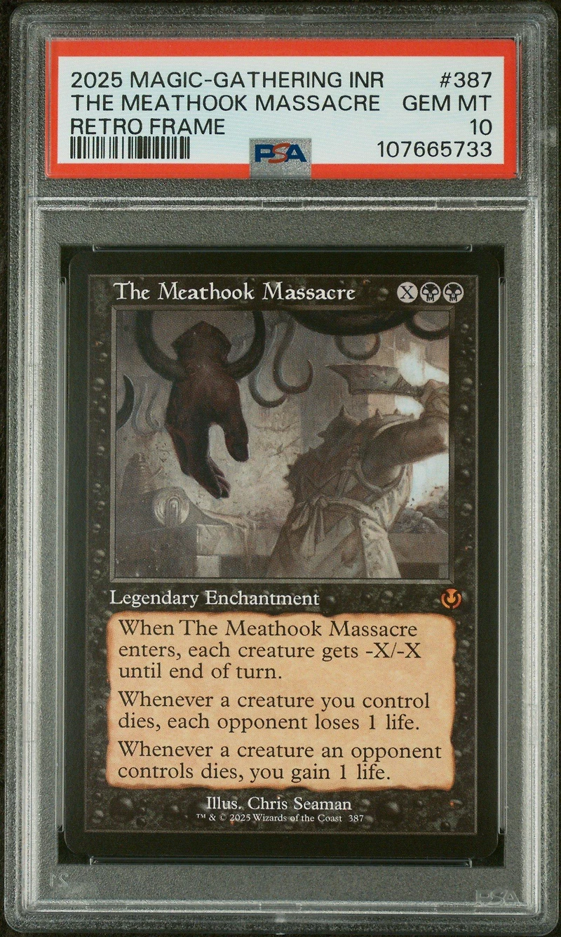 2025 Magic The Gathering Innistrad Remastered 387 The Meathook Massacre Retro Frame PSA 10