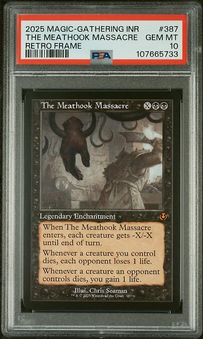 2025 Magic The Gathering Innistrad Remastered 387 The Meathook Massacre Retro Frame PSA 10