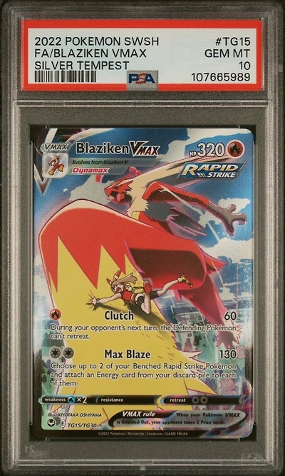 2022 Pokemon Sword & Shield Silver Tempest Tg15 Full Art/blaziken Vmax PSA