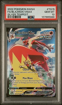 2022 Pokemon Sword & Shield Silver Tempest Tg15 Full Art/blaziken Vmax PSA