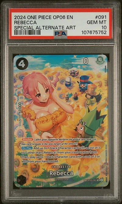 2024 One Piece Op06-wings Of The Captain 091 Rebecca Special Alternate Art PSA 10