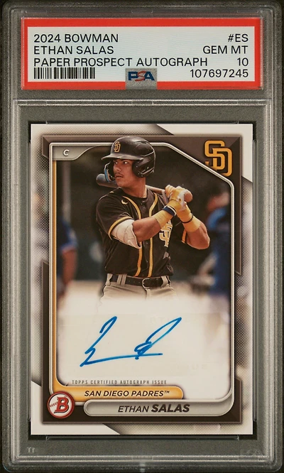 2024 Bowman Paper Prospect Autographs Es Ethan Salas PSA 10