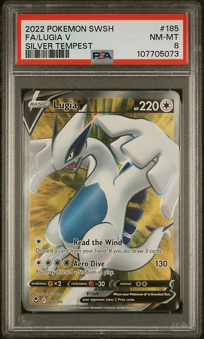 2022 Pokemon Sword & Shield Silver Tempest 185 Full Art/lugia V PSA 8