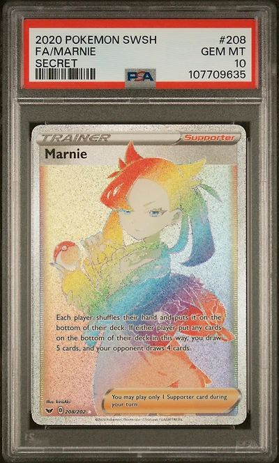 2020 Pokemon Sword & Shield 208 Full Art/marnie Secret PSA