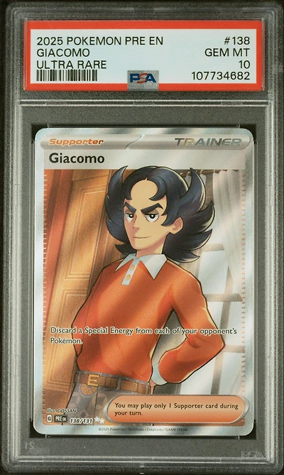 2025 Pokemon Pre En-prismatic Evolutions 138 Giacomo Ultra Rare PSA 10