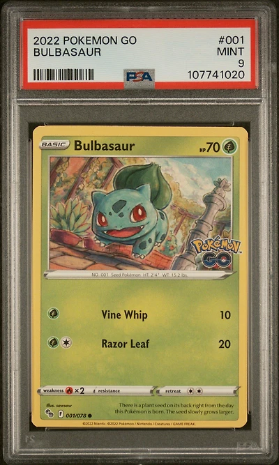 2022 Pokemon Go 001 Bulbasaur PSA 9
