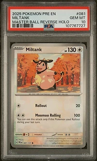 2025 Pokemon Pre En-prismatic Evolutions 081 Miltank Master Ball Reverse Holo PSA