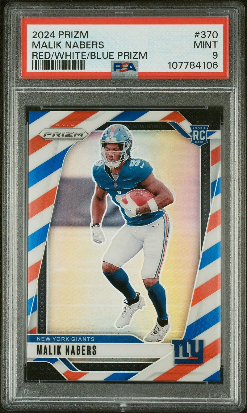 2024 Panini Prizm 370 Malik Nabers Red/white/blue Prizm PSA 9
