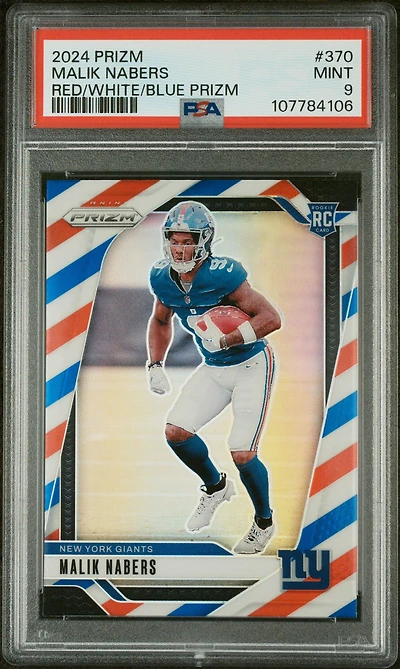 2024 Panini Prizm 370 Malik Nabers Red/white/blue Prizm PSA 9