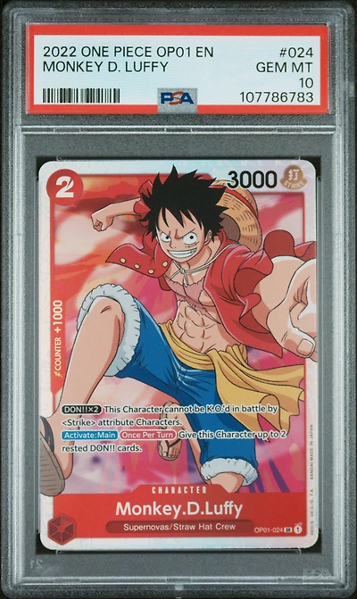 2022 One Piece Op01-romance Dawn 024 Monkey D. Luffy PSA 10