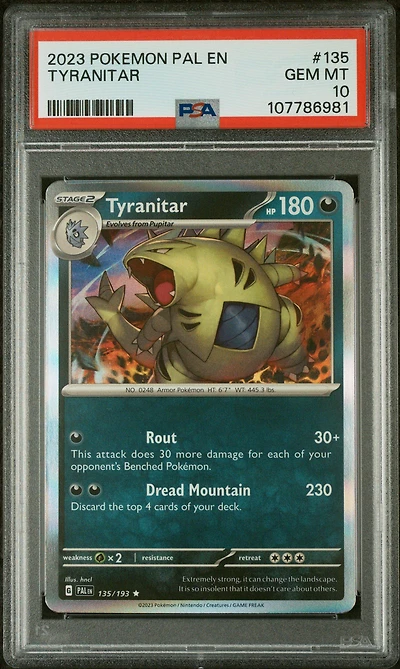 2023 Pokemon Pal En-paldea Evolved 135 Tyranitar PSA 10