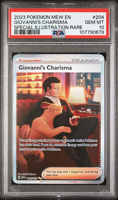 2023 Pokemon Mew En-151 204 Giovanni's Charisma Special Illustration Rare PSA