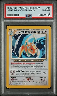 2002 Pokemon Neo Destiny 14 Light Dragonite-holo PSA