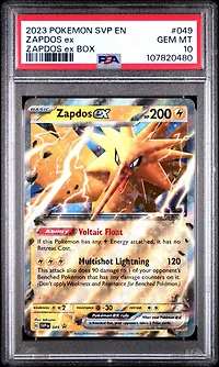 2023 Pokemon Svp En-sv Black Star Promo 049 Zapdos Ex Zapdos Ex Box PSA