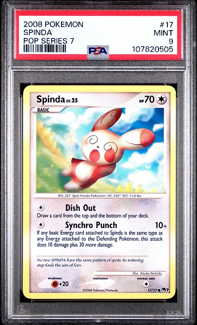 2008 Pokemon Pop Series 7 17 Spinda PSA 9