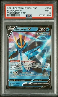 2021 Pokemon Swsh Black Star Promo 108 Empoleon V V Strikers Tins PSA 9
