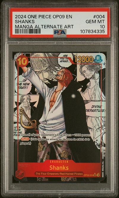 2024 One Piece Op09-emperors In The New World 004 Shanks Manga Alternate Art PSA 10