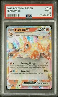 2025 Pokemon Pre En-prismatic Evolutions 014 Flareon Ex PSA