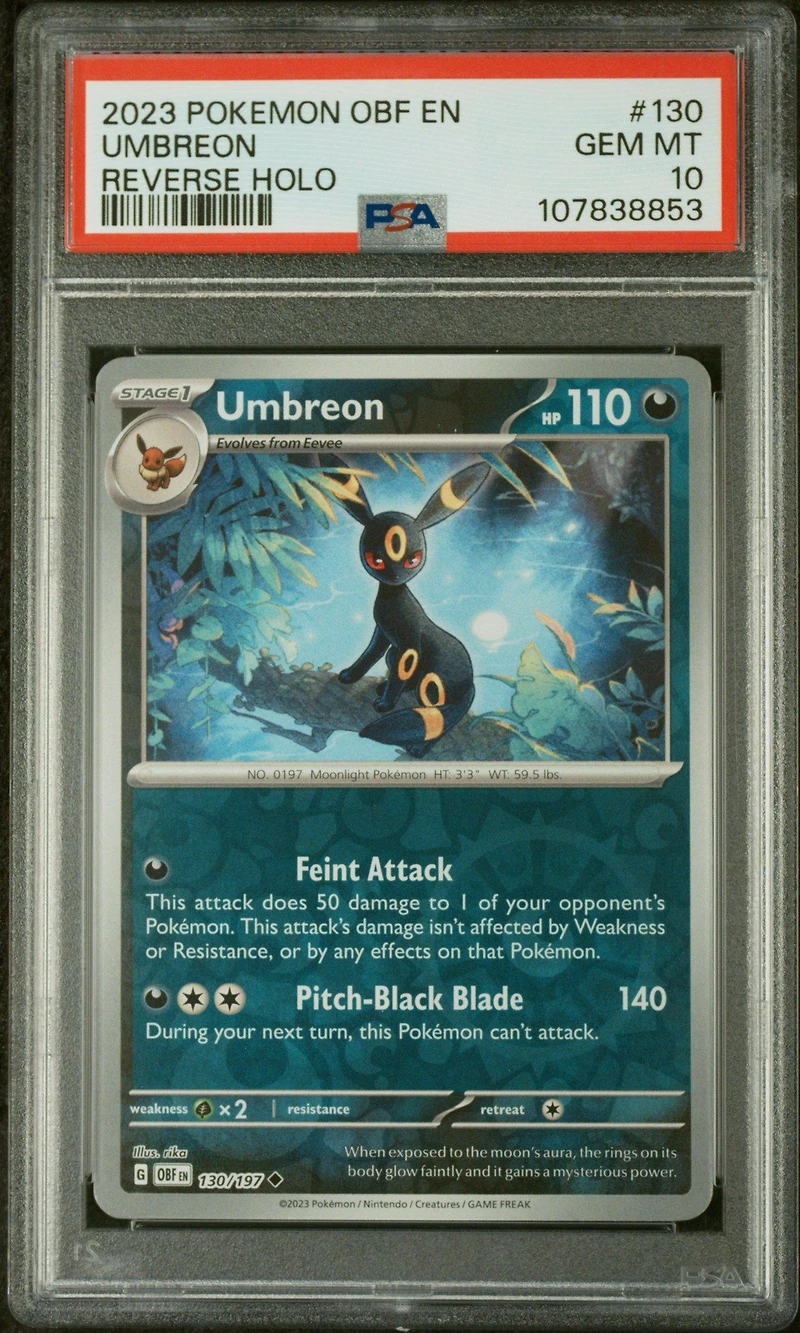 2023 Pokemon Obf En-obsidian Flames 130 Umbreon Reverse Holo PSA 10