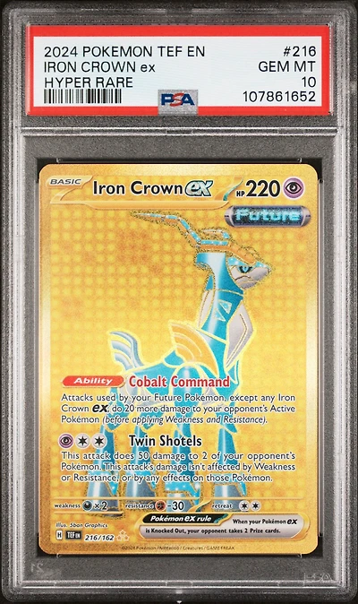 2024 Pokemon Tef En-temporal Forces 216 Iron Crown Ex Hyper Rare PSA