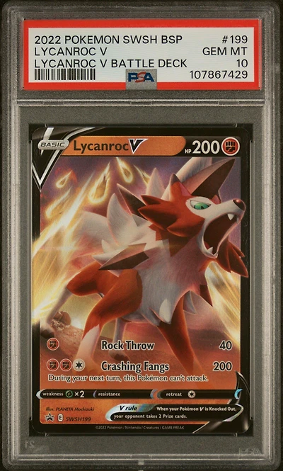 2022 Pokemon Swsh Black Star Promo 199 Lycanroc V Lycanroc V Battle Deck PSA 10