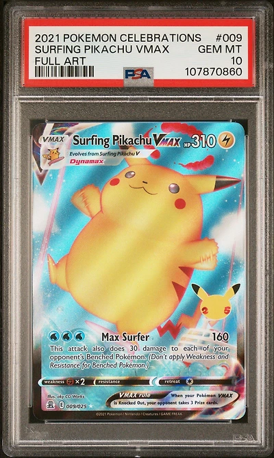2021 Pokemon Celebrations 009 Full Art/surfing Pikachu Vmax PSA