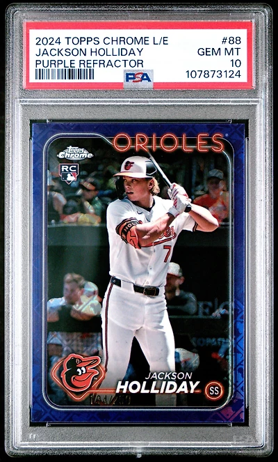 2024 Topps Chrome Logofractor Edition 88 Jackson Holliday Purple Refractor PSA 10