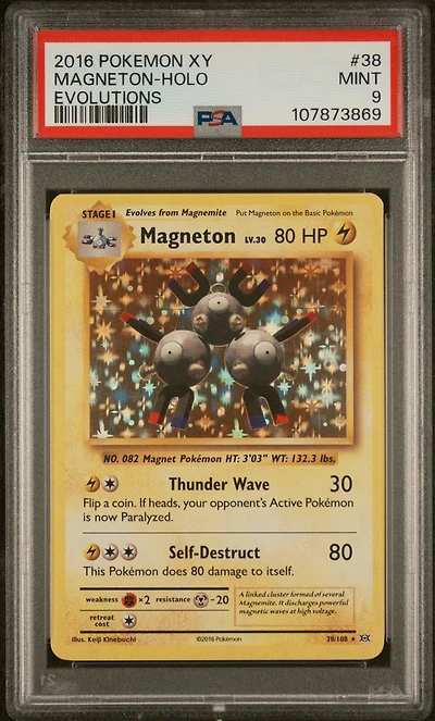 2016 Pokemon Xy Evolutions 38 Magneton-holo PSA