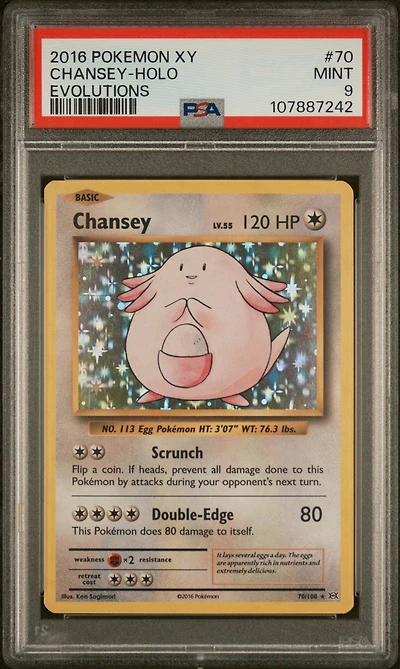 2016 Pokemon Xy Evolutions 70 Chansey-holo PSA