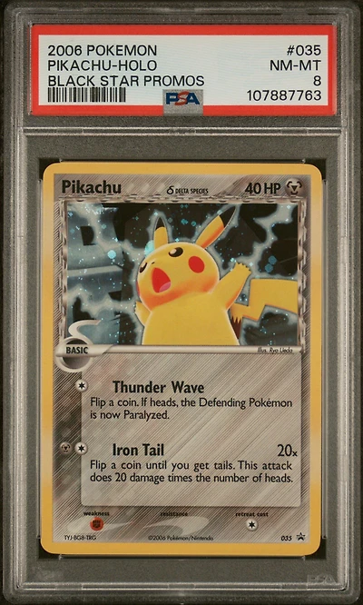 2006 Pokemon Black Star Promos 035 Pikachu-holo PSA 8