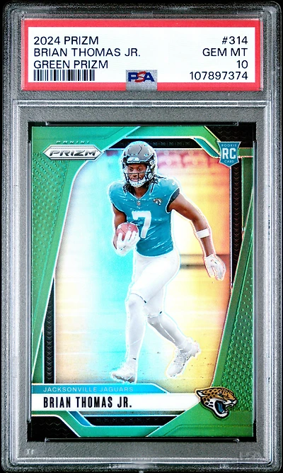 2024 Panini Prizm 314 Brian Thomas Jr. Green Prizm PSA 10