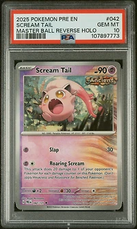 2025 Pokemon Pre En-prismatic Evolutions 042 Scream Tail Master Ball Reverse Holo PSA 10