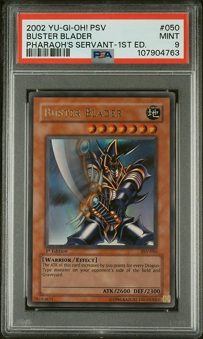 2002 Yu-gi-oh! Psv-pharaoh's Servant 050 Buster Blader 1st Edition PSA 9