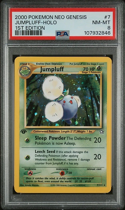 2000 Pokemon Neo Genesis 1st Edition 7 Jumpluff-holo PSA
